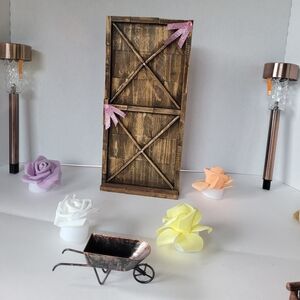 Handmade Rustic Wooden Wall Decor with Pink Accents